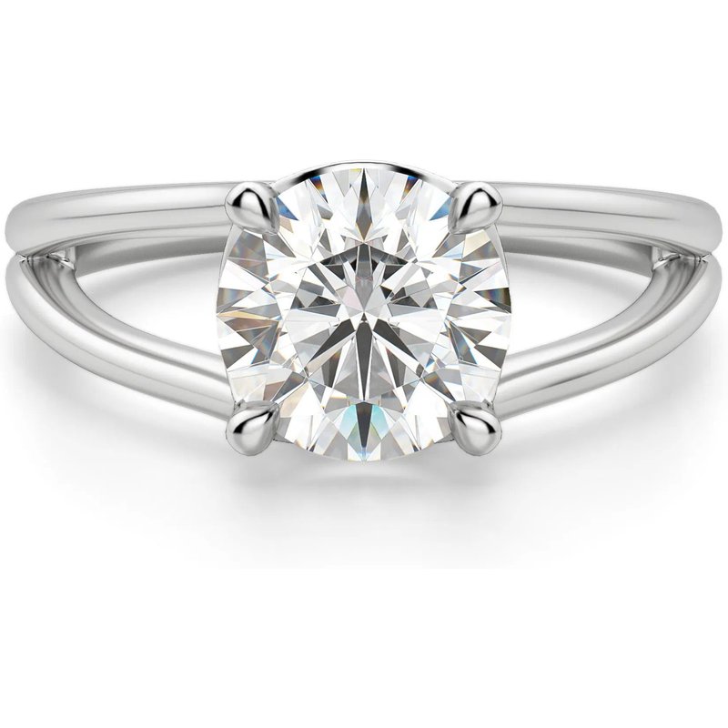 Elan Okrągły 1.50 ct Pierścionek Zaręczynowy Diament Laboratoryjny 585 Białe Złoto (14K)