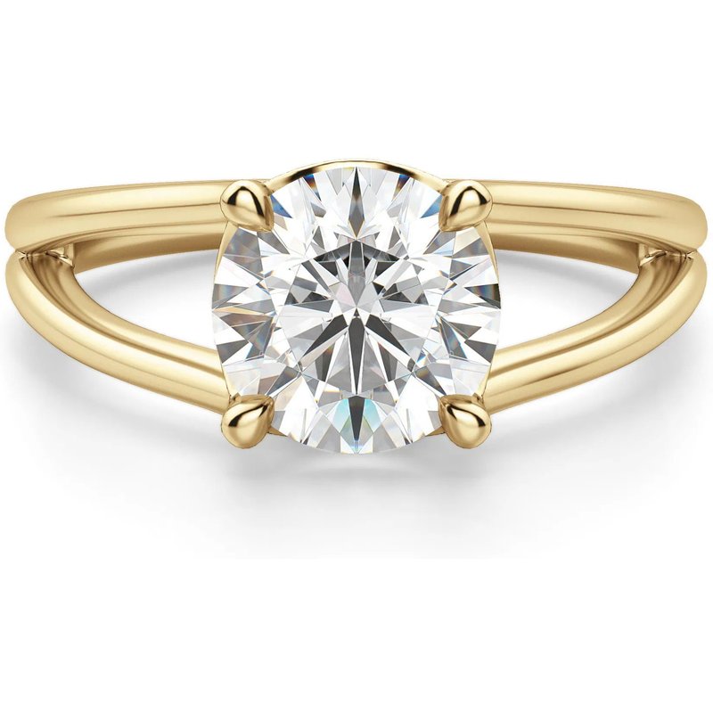 Elan Okrągły 1.50 ct Pierścionek Zaręczynowy Diament Laboratoryjny 585 Żółte Złoto (14K)