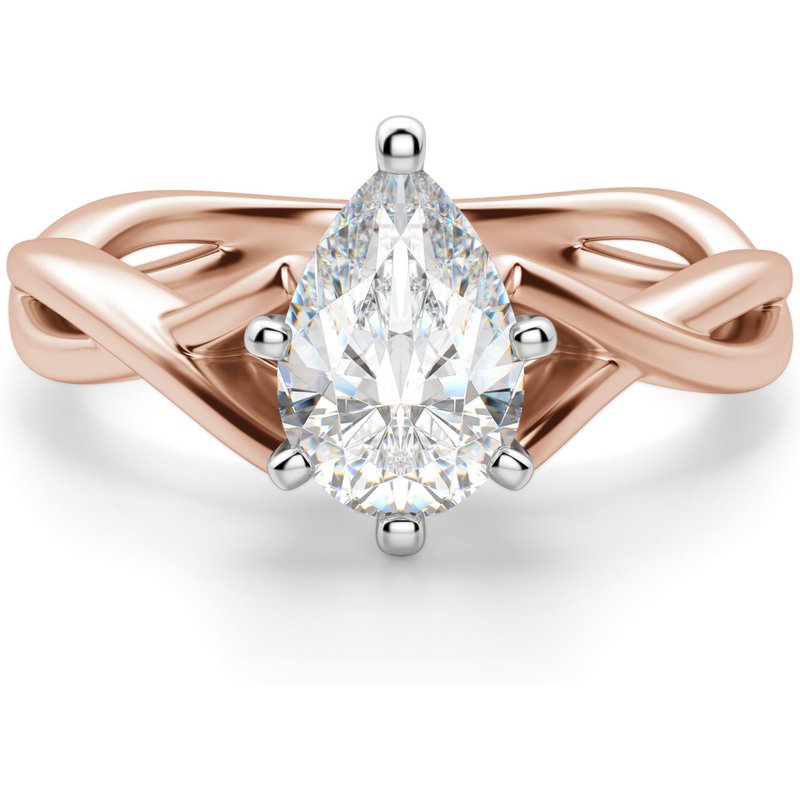 Twisted Klasyczny Gruszkowy 0.75 ct Pierścionek Zaręczynowy Diament Laboratoryjny 585 Różowe Złoto (14K)