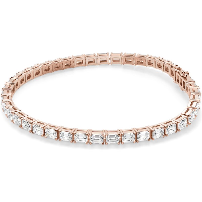 4 Prong Szmaragdowa Tenisowa Bransoletka s Laboratoryjnym Diamentem 8,00 krt z 14K (585) różowego złota