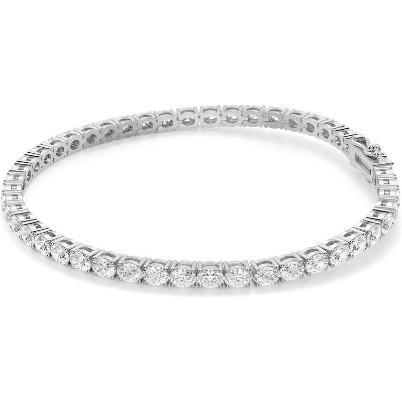 4 Prong Owalna Tenisowa Bransoletka s Laboratoryjnym Diamentem 7,00 krt z białego złota pr. 14K (585)