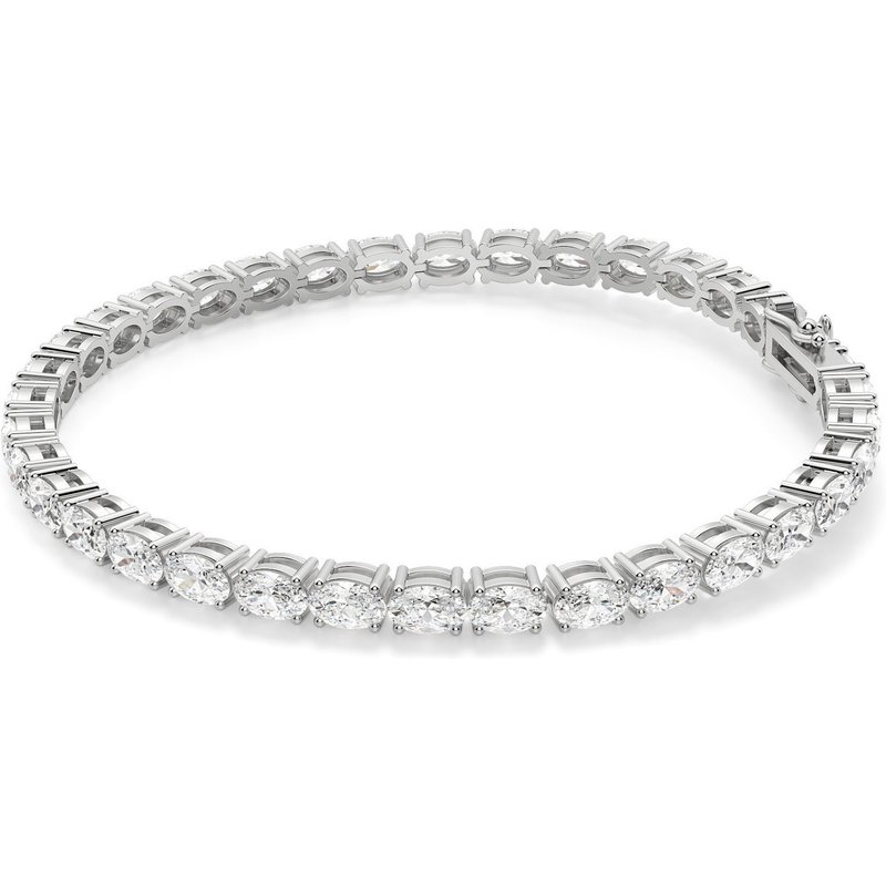 4 Prong Owalna Tenisowa Bransoletka s Laboratoryjnym Diamentem 10,00 krt z białego złota pr. 14K (585)