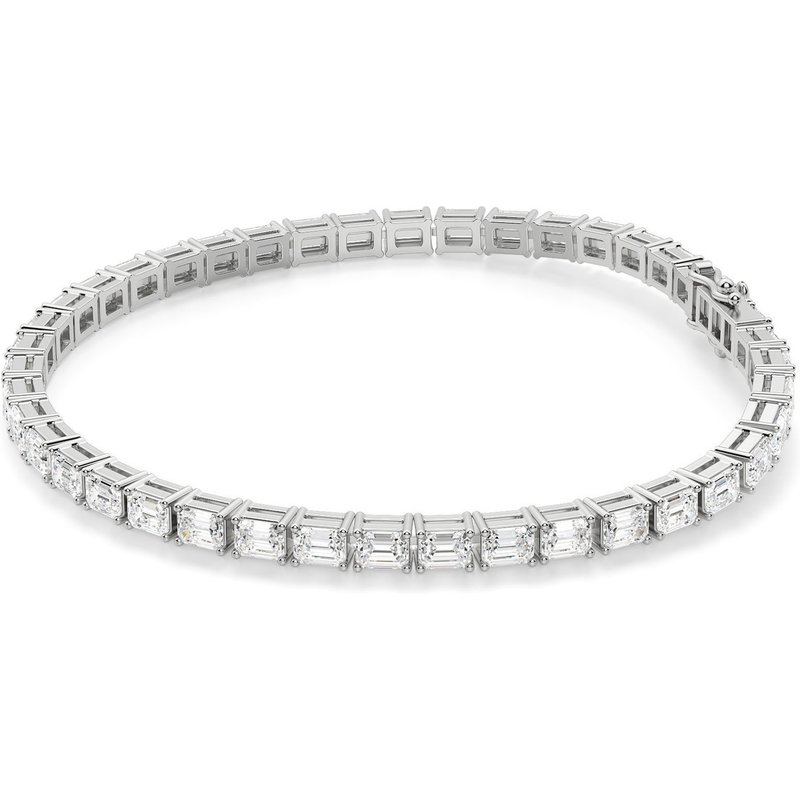4 Prong Szmaragdowa Tenisowa Bransoletka s Laboratoryjnym Diamentem 8.00 krt z białego złota pr. 14K (585)