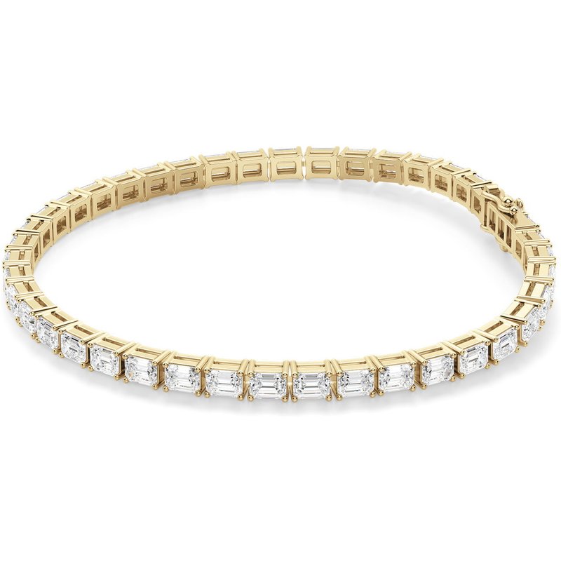 4 Prong Szmaragdowa Tenisowa Bransoletka s Laboratoryjnym Diamentem 8.00 krt z żółtego złota pr. 14K (585)