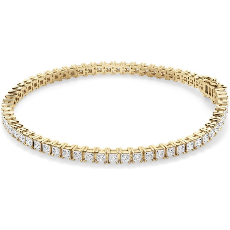 4 Prong Księżniczka Tenisowa Bransoletka s Laboratoryjnym Diamentem 5.00 krt z żółtego złota pr. 14K (585).