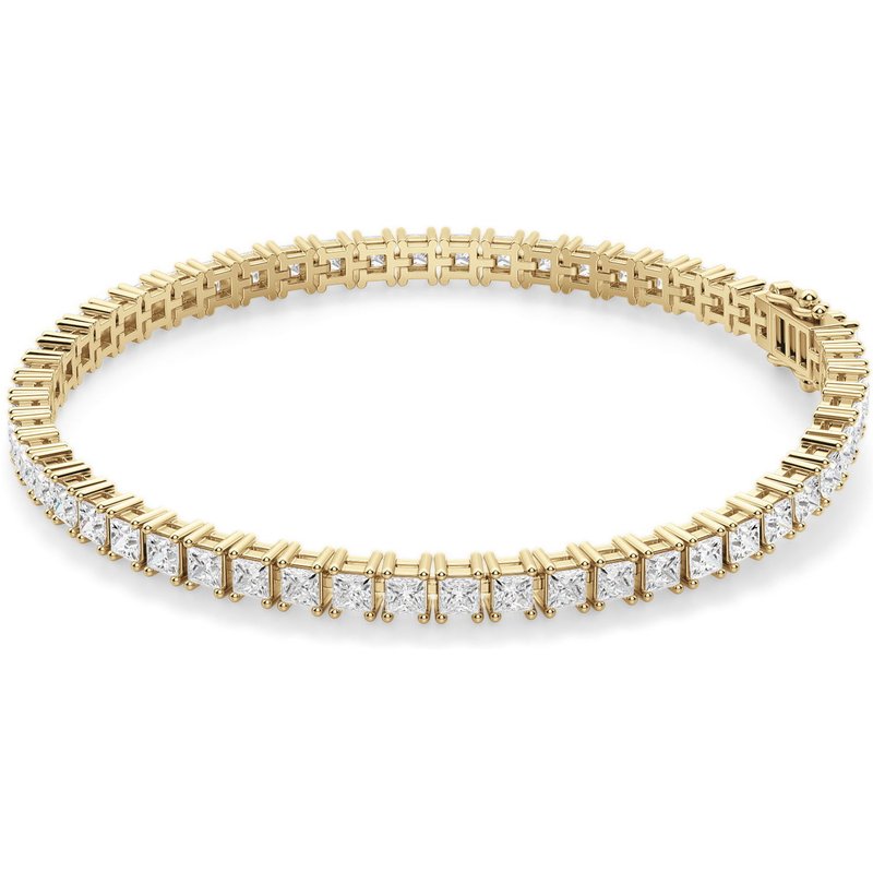 4 Prong Księżniczka Tenisowa Bransoletka s Laboratoryjnym Diamentem 7.00 krt z żółtego złota pr. 14K (585).