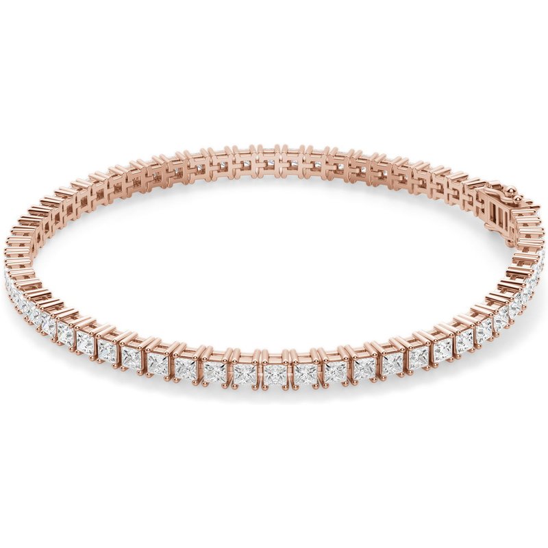 4 Prong Księżniczka Tenisowa Bransoletka s Laboratoryjnym Diamentem 6.00 krt z 14K (585) różowego złota