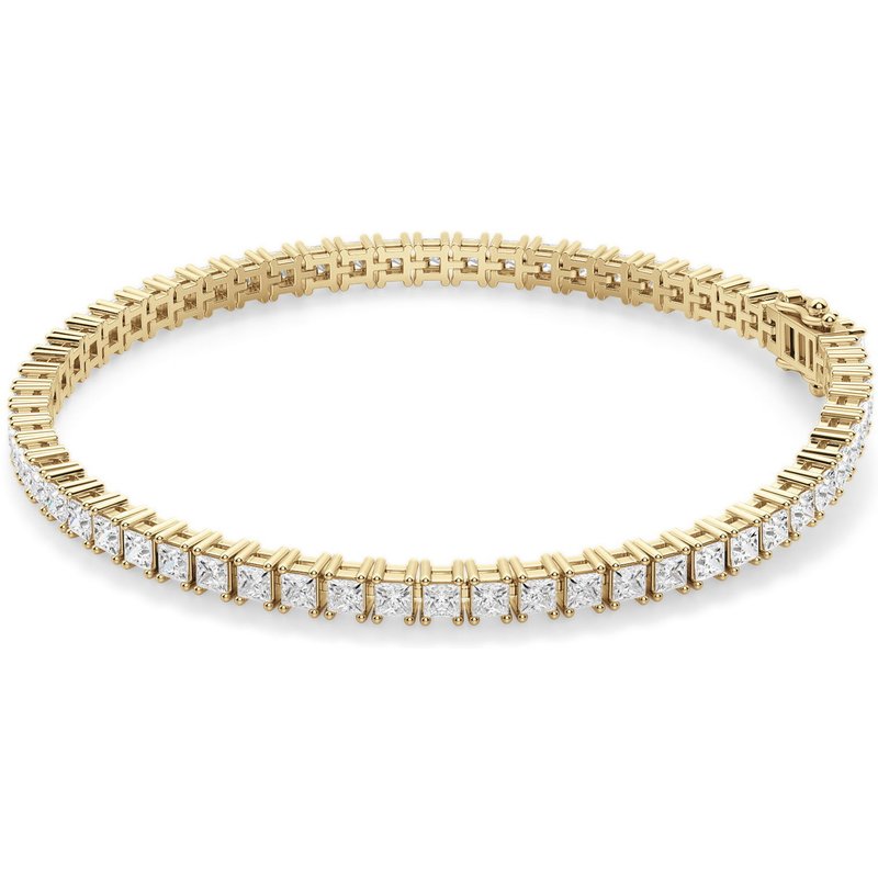 4 Prong Księżniczka Tenisowa Bransoletka s Laboratoryjnym Diamentem 6.00 krt z żółtego złota pr. 14K (585).