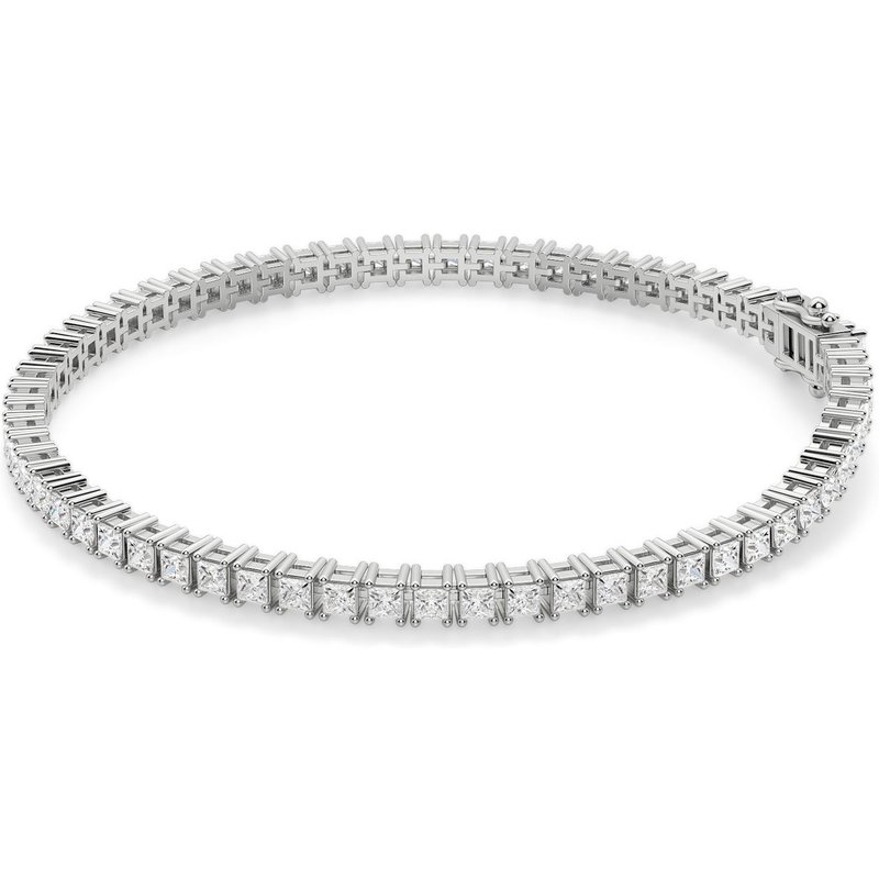 4 Prong Księżniczka Tenisowa Bransoletka s Laboratoryjnym Diamentem 5.00 krt z białego złota pr. 14K (585).