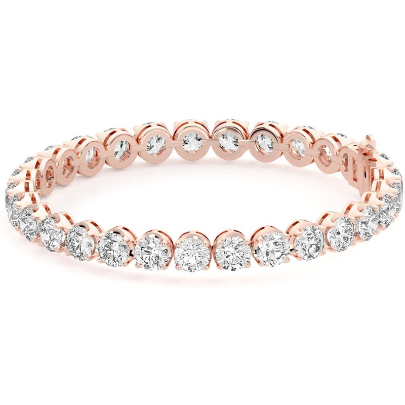 Masywny Bransoletka Tenisowa z Okrągłym Szlifem 4 Prong 15.00 krt Diament Naturalny 585 Różowe Złoto (14K)