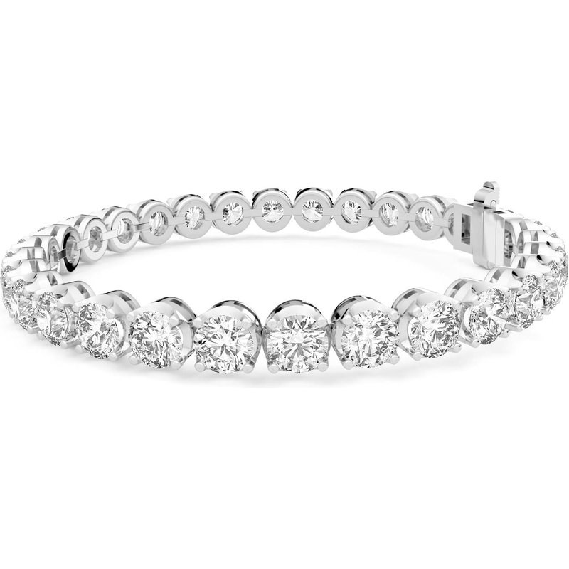 Masywny Bransoletka Tenisowa z Okrągłym Szlifem 4 Prong 20.00 krt Diament Laboratoryjny 585 Białe Złoto (14K)