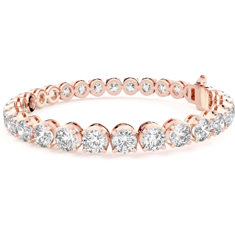 Masywny Bransoletka Tenisowa z Okrągłym Szlifem 4 Prong 20.00 krt Diament Laboratoryjny 585 Różowe Złoto (14K)