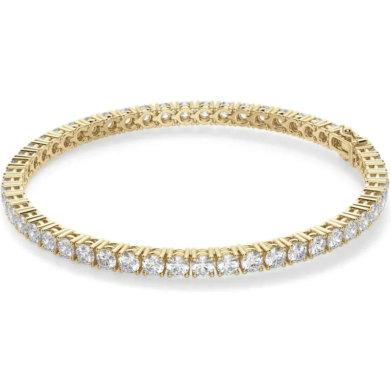 4 Prong Okrągła Diamentowa Tenisowa Bransoletka 5.00 krt z żółtego złota pr. 14K (585).