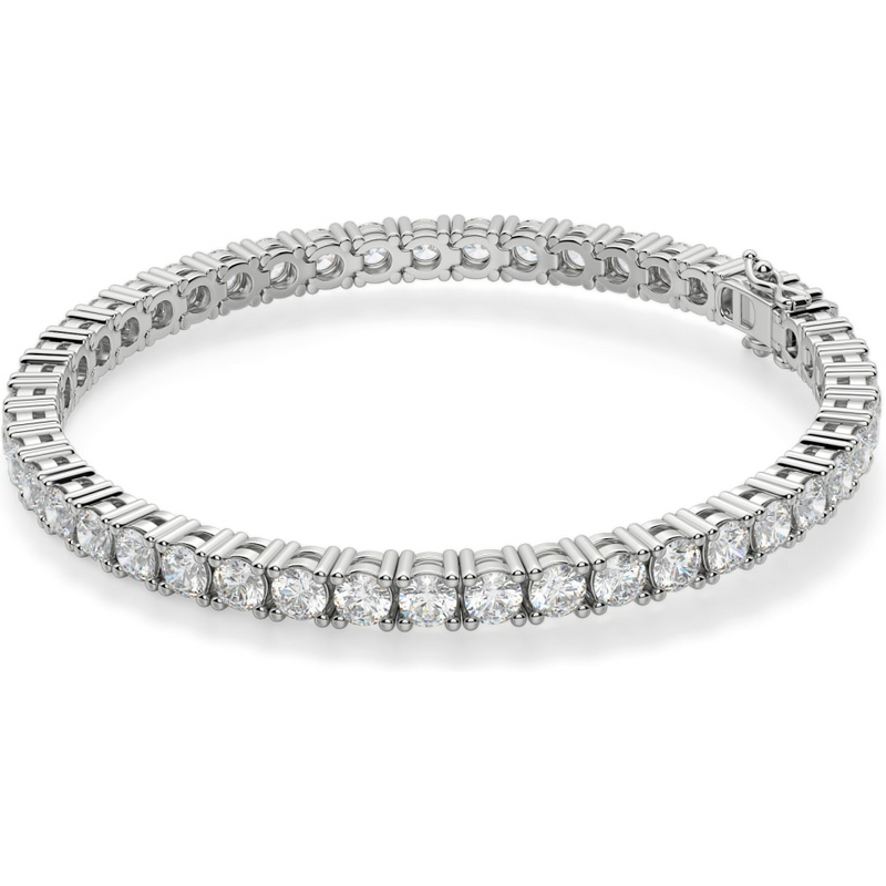4 Prong Okrągła Diamentowa Tenisowa Bransoletka 9,00 krt z białego złota pr. 14K (585).