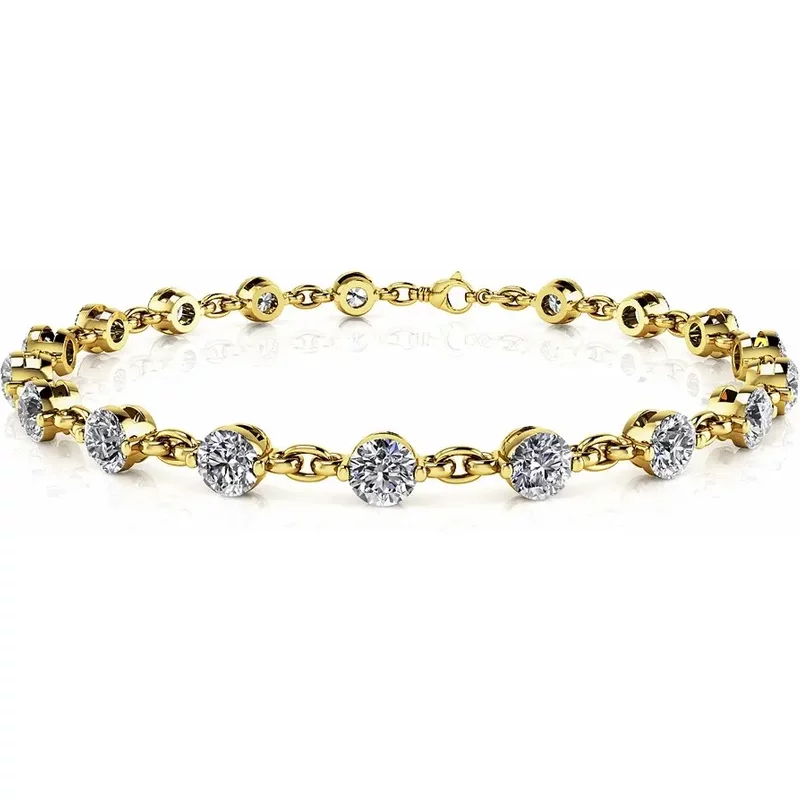 Bransoletka z Diamentami Laboratoryjnymi w Stylu Łańcuszkowym 585 Żółte Złoto (14K)