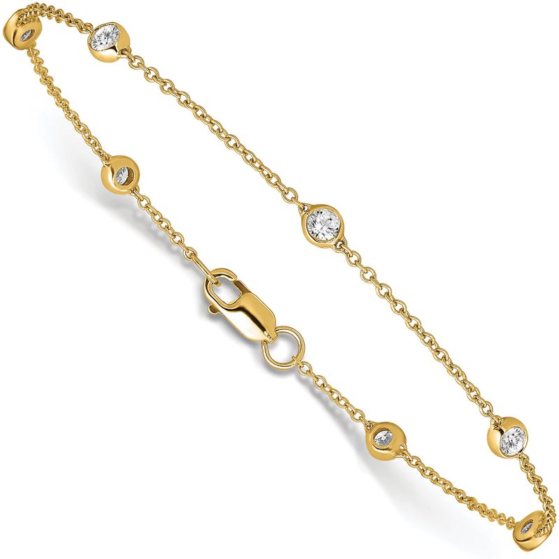 Bransoletka Rolo Chain z Diamentowymi Stacjami Diament Laboratoryjny 585 Żółte Złoto (14K)