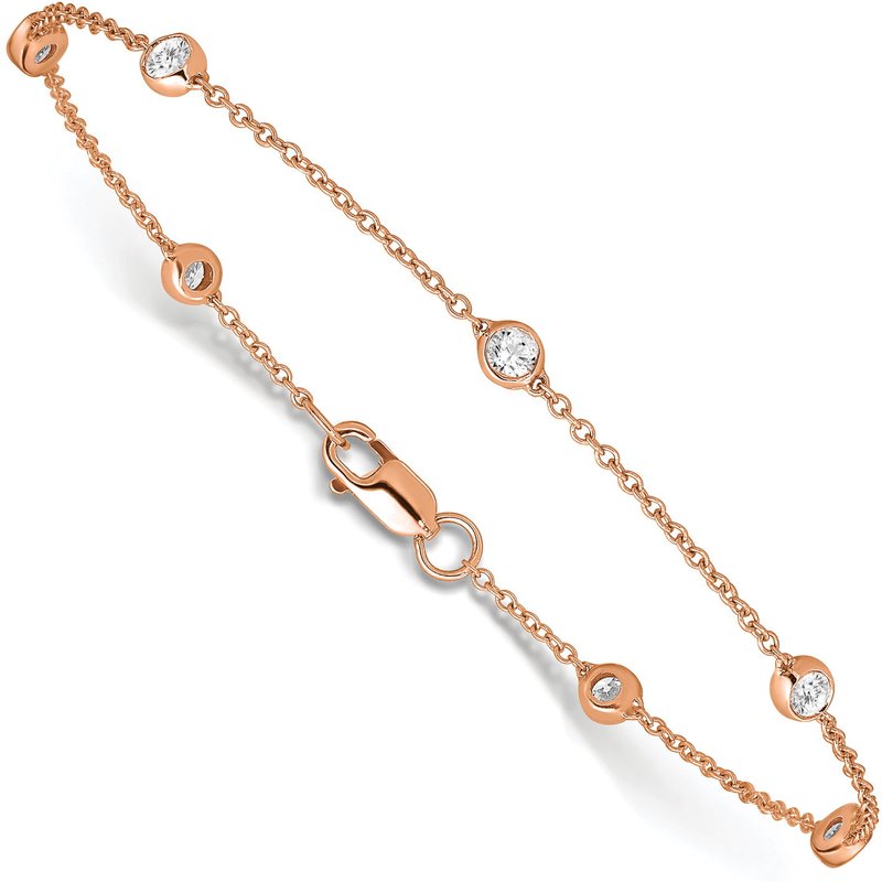 Bransoletka Rolo Chain z Diamentowymi Stacjami Diament Laboratoryjny 585 Różowe Złoto (14K)