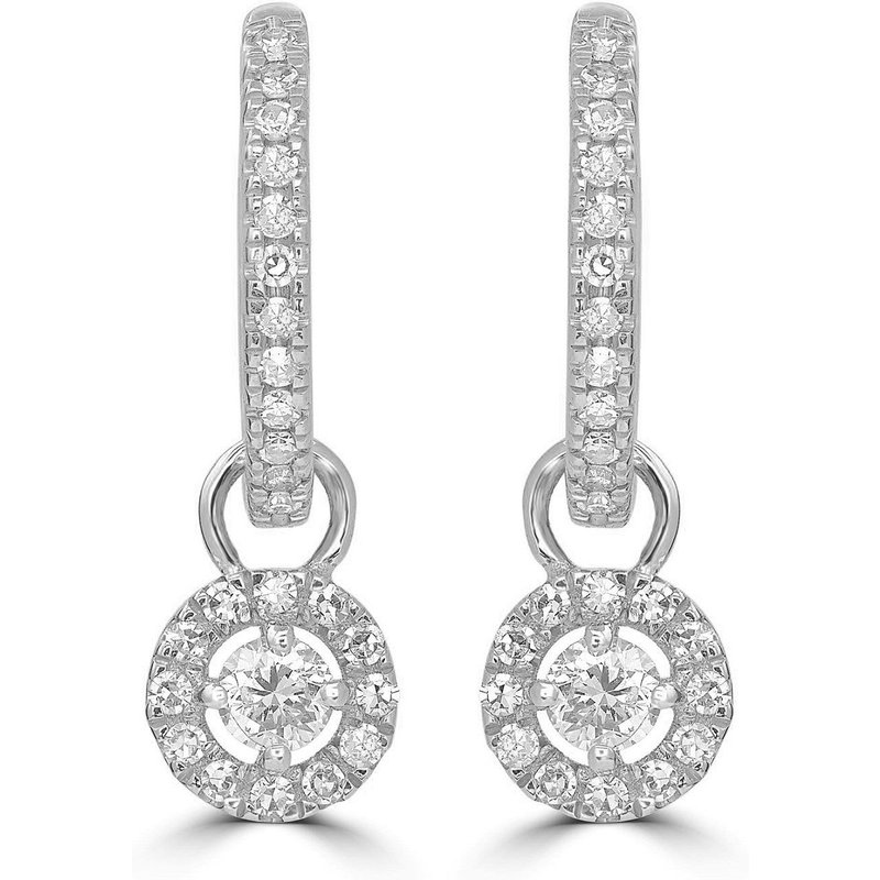 Wiszące Kolczyki Koła z Naturalnym Diamentem 0.32 krt 585 Białe Złoto (14K)