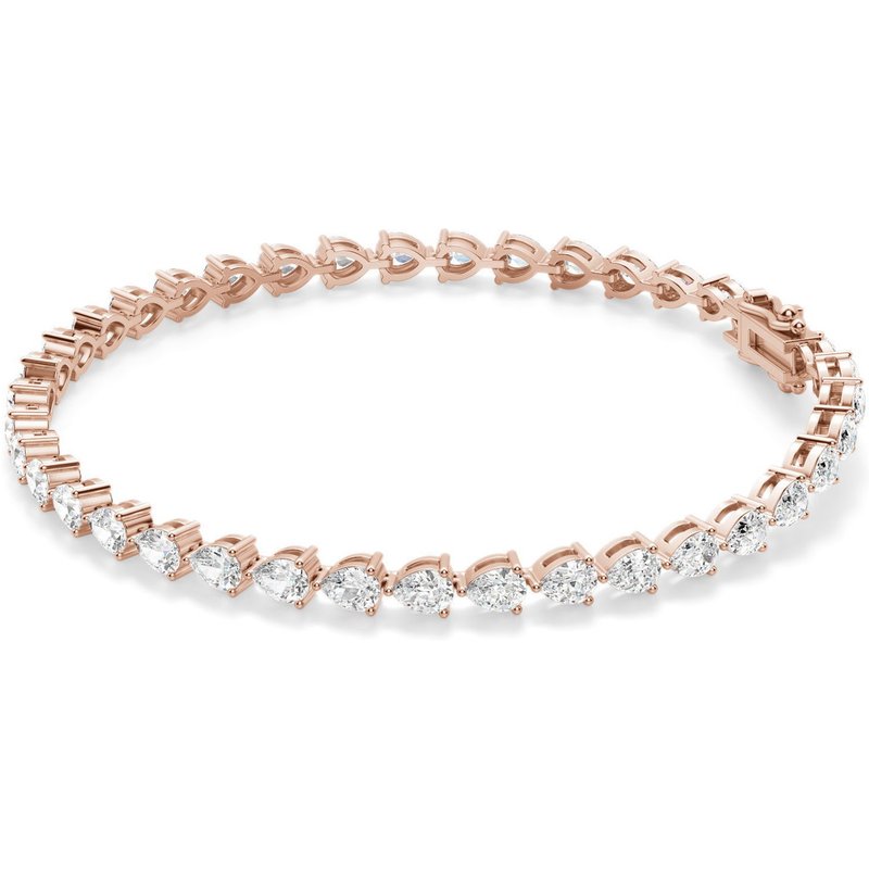 3 Prong Gruszka Tenisowa Bransoletka s Laboratoryjnym Diamentem 8.00 krt z 14K (585) różowego złota