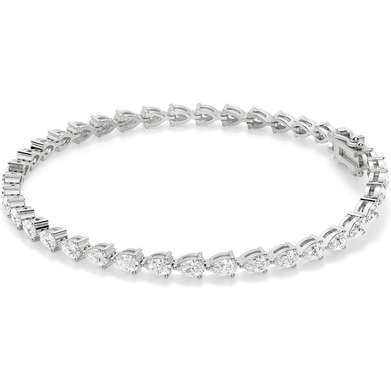 3 Prong Gruszka Tenisowa Bransoletka s Laboratoryjnym Diamentem 9.00 krt z białego złota pr. 14K (585)