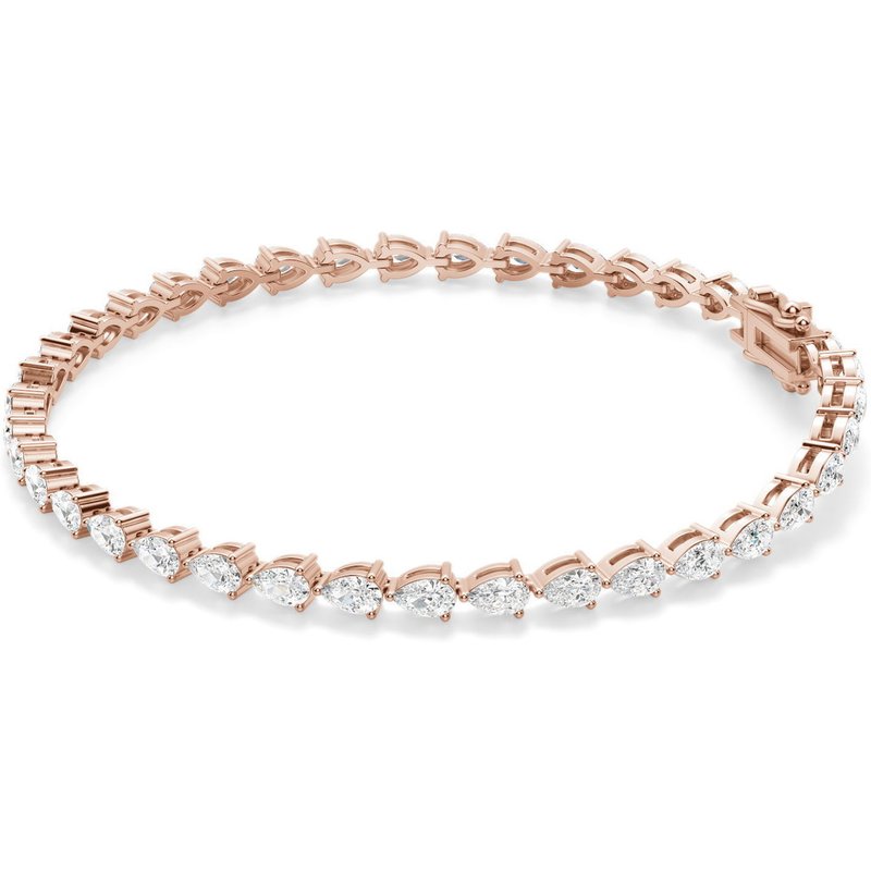 3 Prong Gruszka Tenisowa Bransoletka s Laboratoryjnym Diamentem 7.00 krt z 14K (585) różowego złota