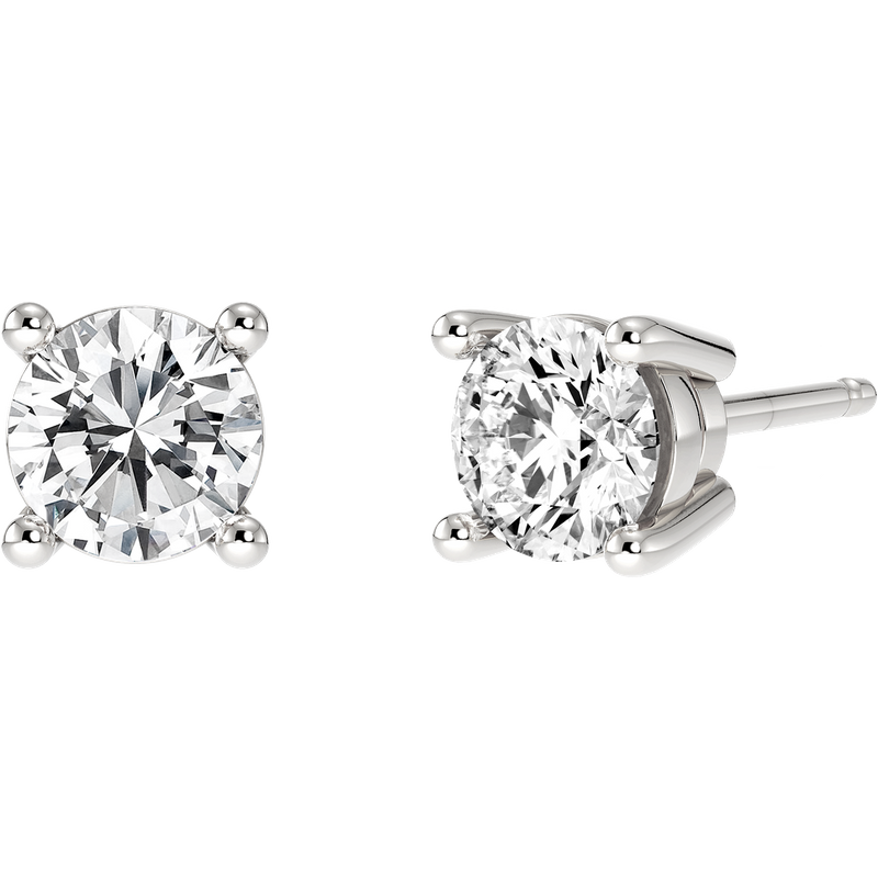 4-Prong Kolczyki Sztyfty z Naturalnym Okrągłym Diamentem 0.50 Karata 925 Srebro
