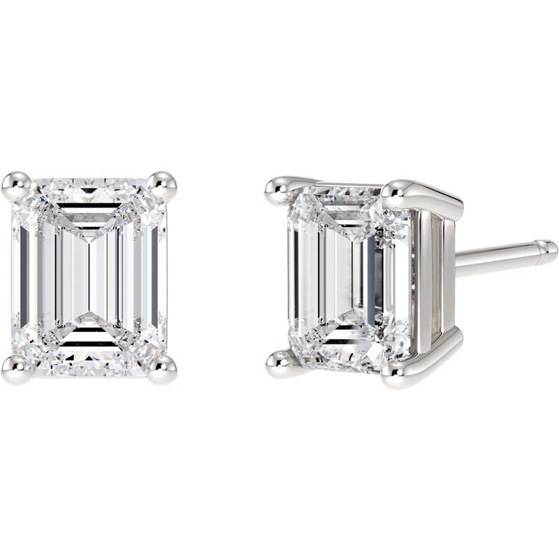 4-Prong Kolczyki Sztyfty z Naturalnym Szmaragdowym Diamentem 0.50 Karata 585 Białe Złoto (14K)
