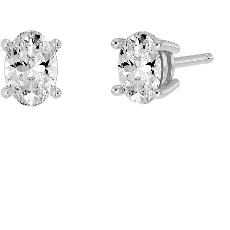 4-Prong Kolczyki Sztyfty z Naturalnym Owalnym Diamentem 0.50 Karata 925 Srebro