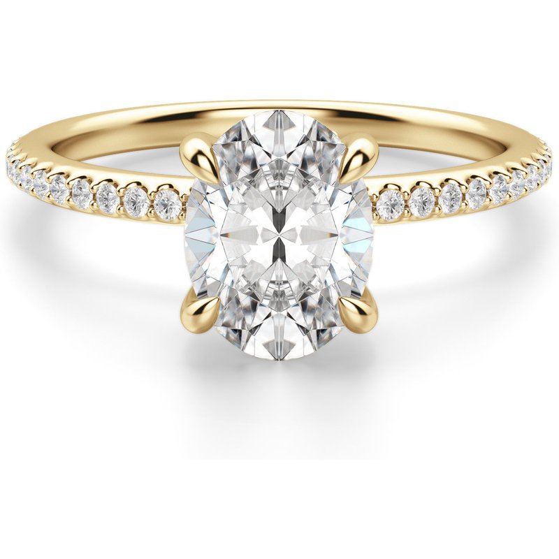 Hidden Halo Accented Owalny 2.50 ct Pierścionek Zaręczynowy Diament Laboratoryjny 585 Żółte Złoto (14K)