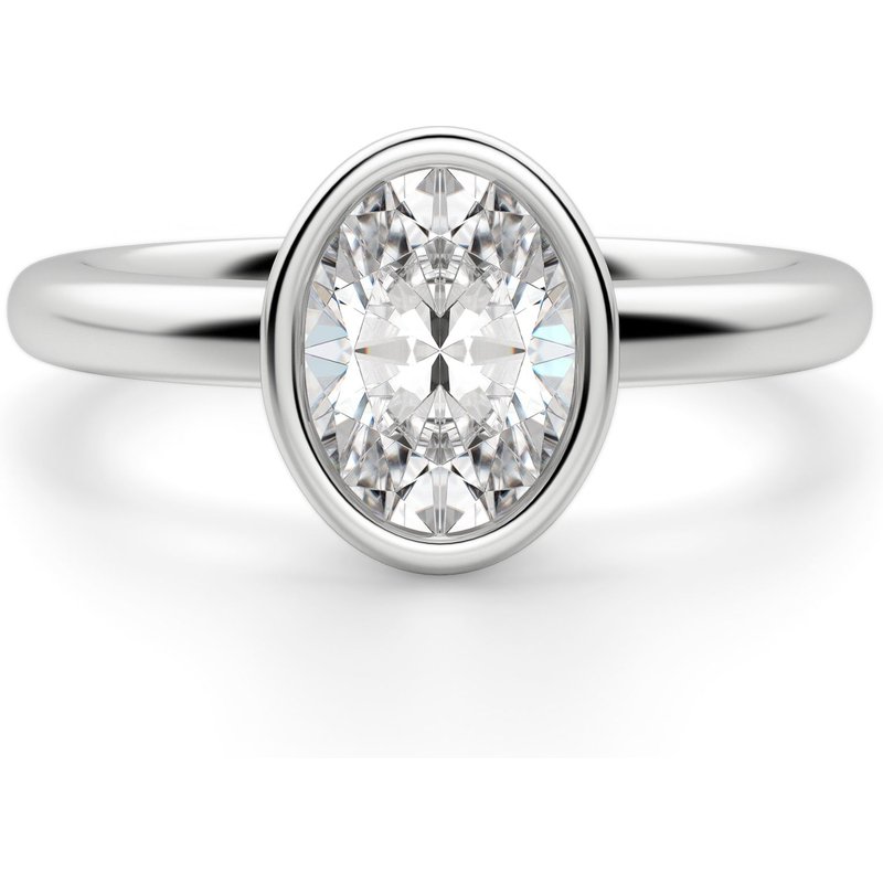 Marseille Owalny 0.75 ct Pierścionek Zaręczynowy Diament Laboratoryjny 585 Białe Złoto (14K)