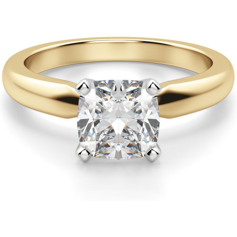 Tapered Solitaire Poduszkowy 1.25 ct Klasyczny Pierścionek Zaręczynowy Diament Laboratoryjny 585 Żółte Złoto (14K)