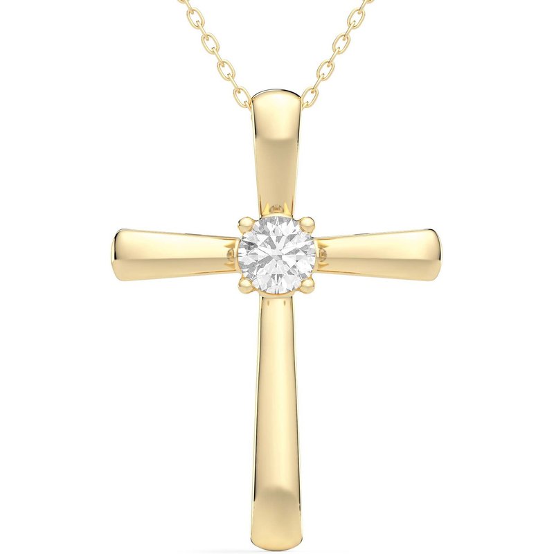 Wisiorek Single Krzyż Okrągły 0.25 kt Laboratoryjny Diament 585 Żółte Złoto (14K)