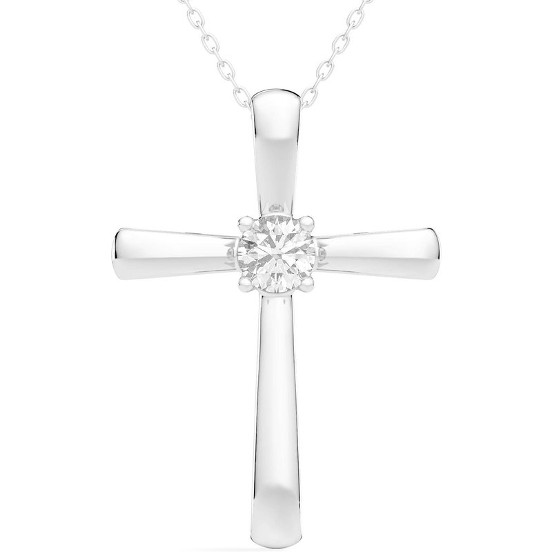 Wisiorek Single Krzyż Okrągły 0.25 kt Laboratoryjny Diament 585 Białe Złoto (14K)