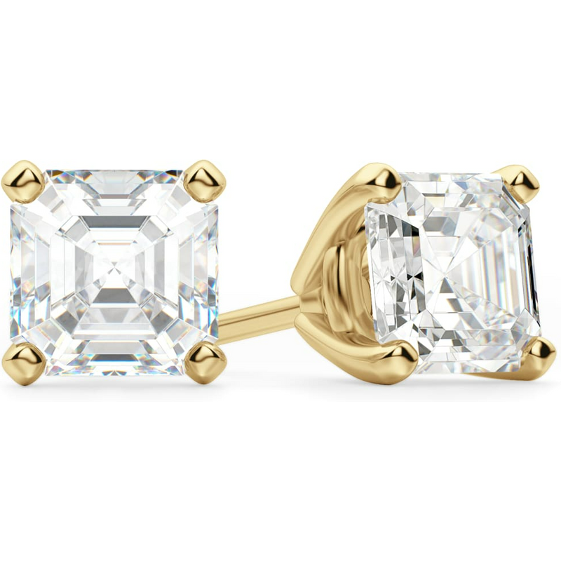 Kolczyki Sztyfty Asscher 0.30 Karata Tension Back Basket Set Diament Laboratoryjny 585 Żółte Złoto (14K)