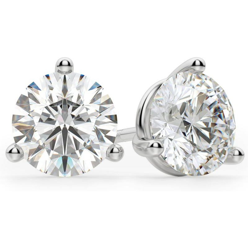 Okrągłe Kolczyki Sztyfty 2.00 Karata Screw Back Martini Set Diament Laboratoryjny 585 Białe Złoto (14K)