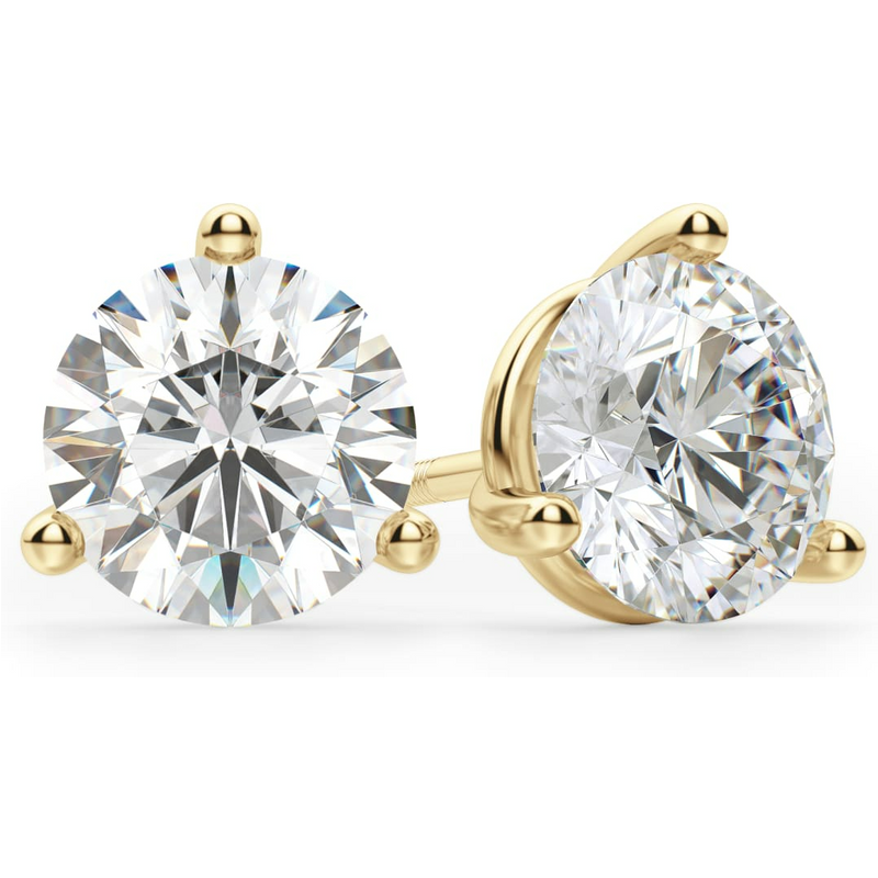 Okrągłe Kolczyki Sztyfty 3.00 Karata Screw Back Martini Set Diament Laboratoryjny 585 Żółte Złoto (14K)