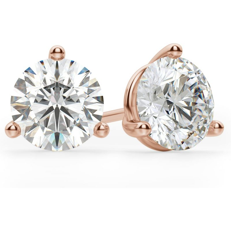 Okrągłe Kolczyki Sztyfty 3.00 Karata Tension Back Martini Set Diament Laboratoryjny 585 Różowe Złoto (14K)