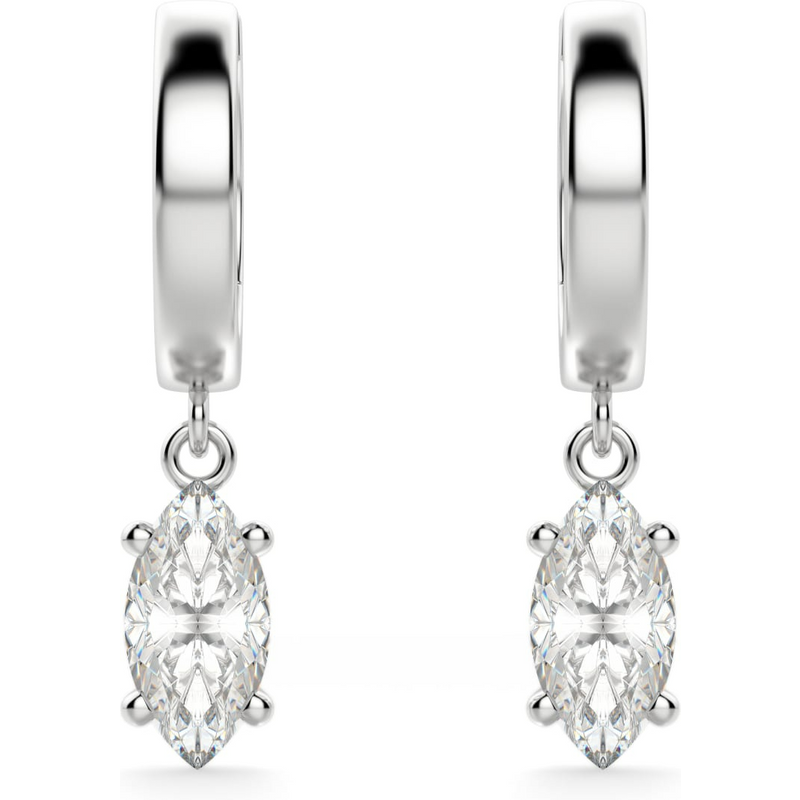 Kolczyki Wiszące Solitaire z Laboratoryjnym Diamentem Marquise 2.00 Karata 585 Białe Złoto (14K)