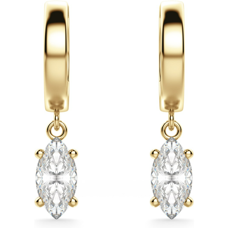Kolczyki Wiszące Solitaire z Laboratoryjnym Diamentem Marquise 2.00 Karata 585 Żółte Złoto (14K)