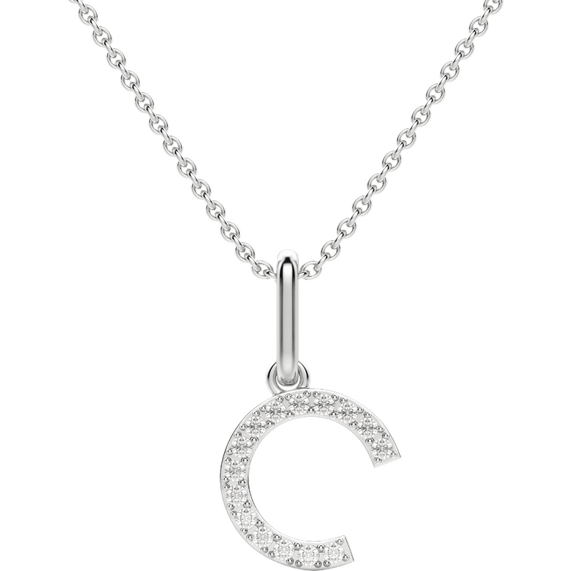 Wisiorek Litera "C" Laboratoryjny Diament 585 Białe Złoto (14K)