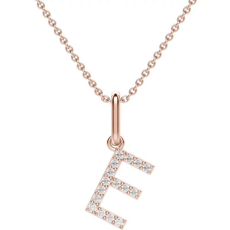 Wisiorek Litera "E" Laboratoryjny Diament 585 Różowe Złoto (14K)
