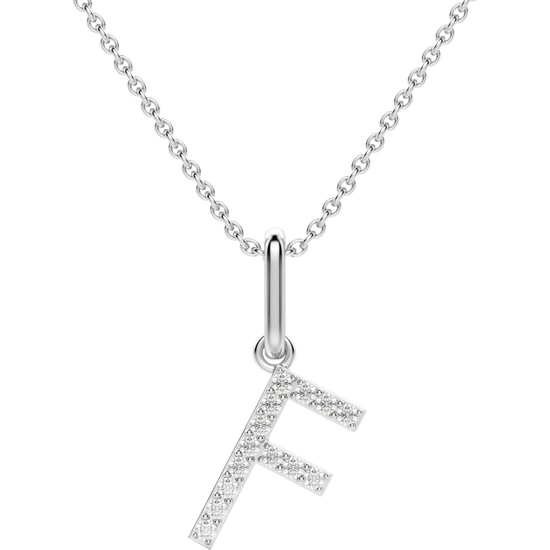 Wisiorek Litera "F" Laboratoryjny Diament 585 Białe Złoto (14K)