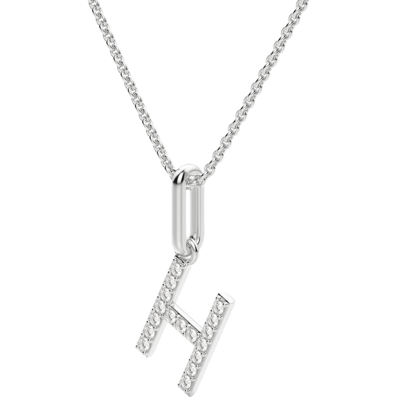 Wisiorek Litera "H" Laboratoryjny Diament 585 Białe Złoto (14K)