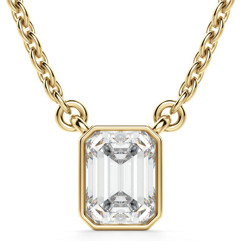 Szmaragdowy Naszyjnik Marseille 1.00 kt Laboratoryjny Diament 585 Żółte Złoto (14K)