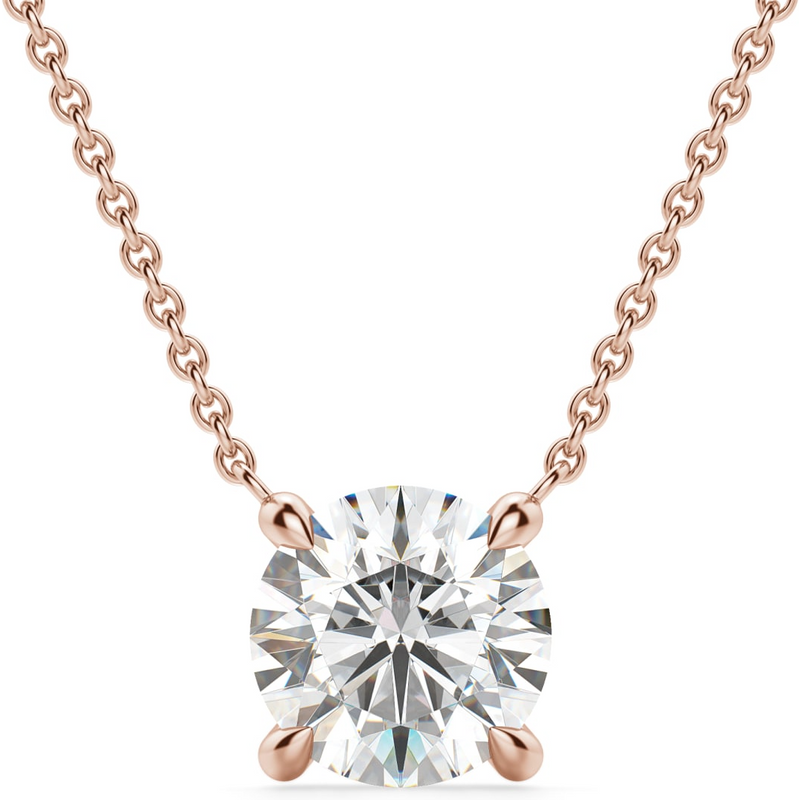 Okrągły Naszyjnik Claw Prong 1.25 kt Laboratoryjny Diament 585 Różowe Złoto (14K)