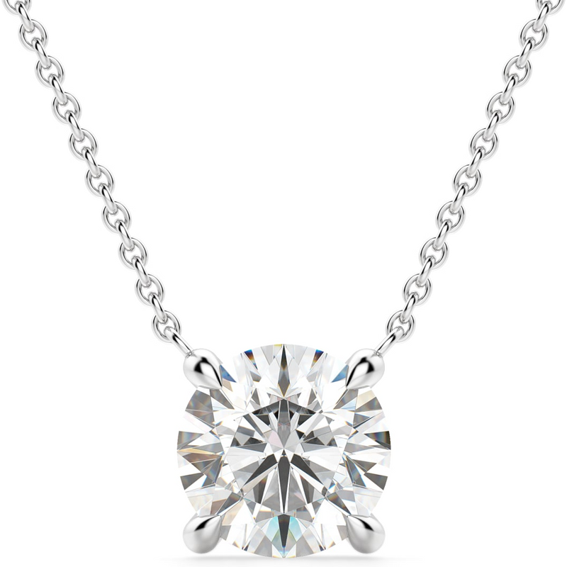 Okrągły Naszyjnik Claw Prong 0.50 kt Laboratoryjny Diament 585 Białe Złoto (14K)