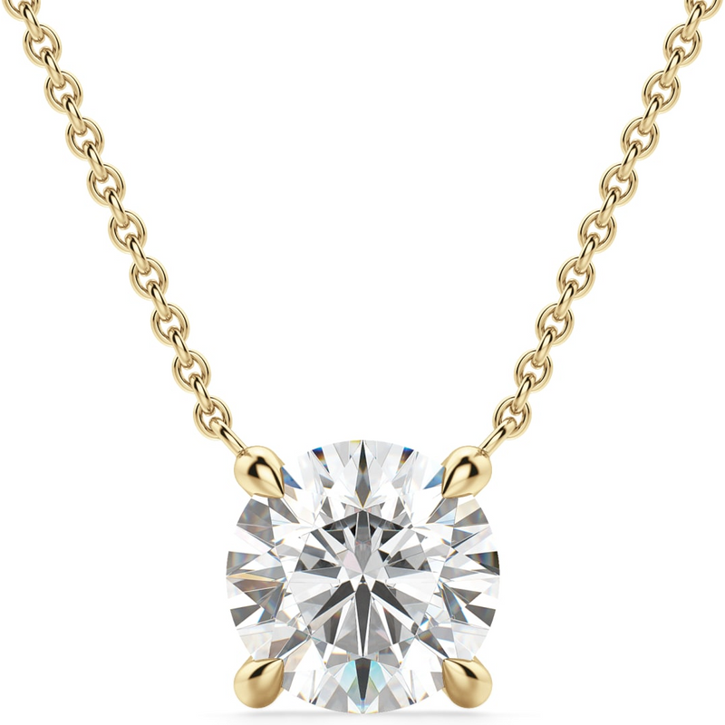 Okrągły Naszyjnik Claw Prong 2.00 kt Laboratoryjny Diament 585 Żółte Złoto (14K)