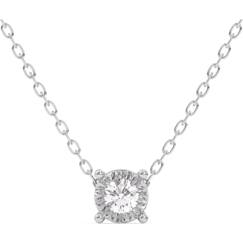 Wisiorek Miracle Plate Solitaire Laboratoryjny Diament 585 Białe Złoto (14K)