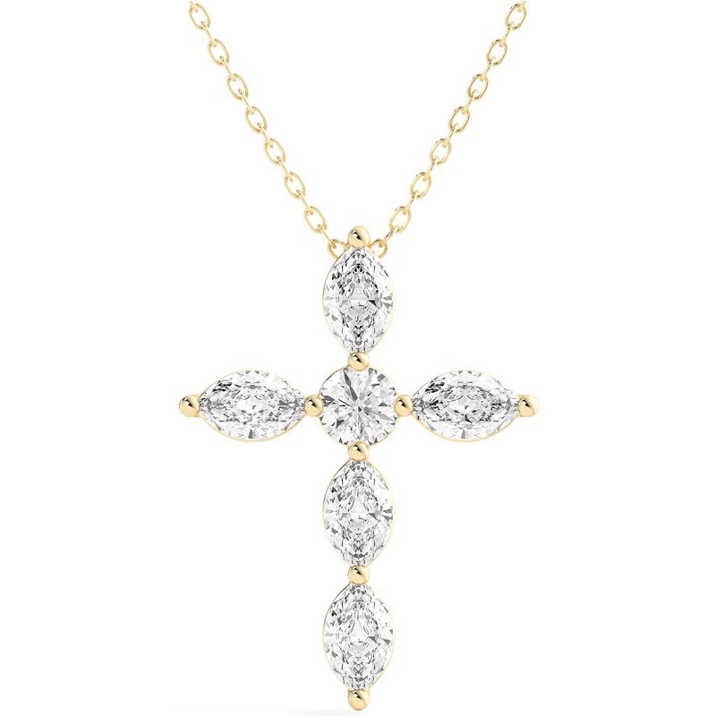Wisiorek Krzyż Markýzový 1.00 krt Laboratoryjny Diament 585 Żółte Złoto (14K)