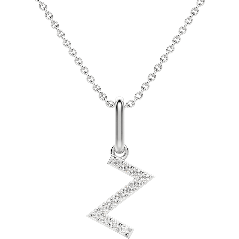 Wisiorek Litera "Z" Laboratoryjny Diament 585 Białe Złoto (14K)